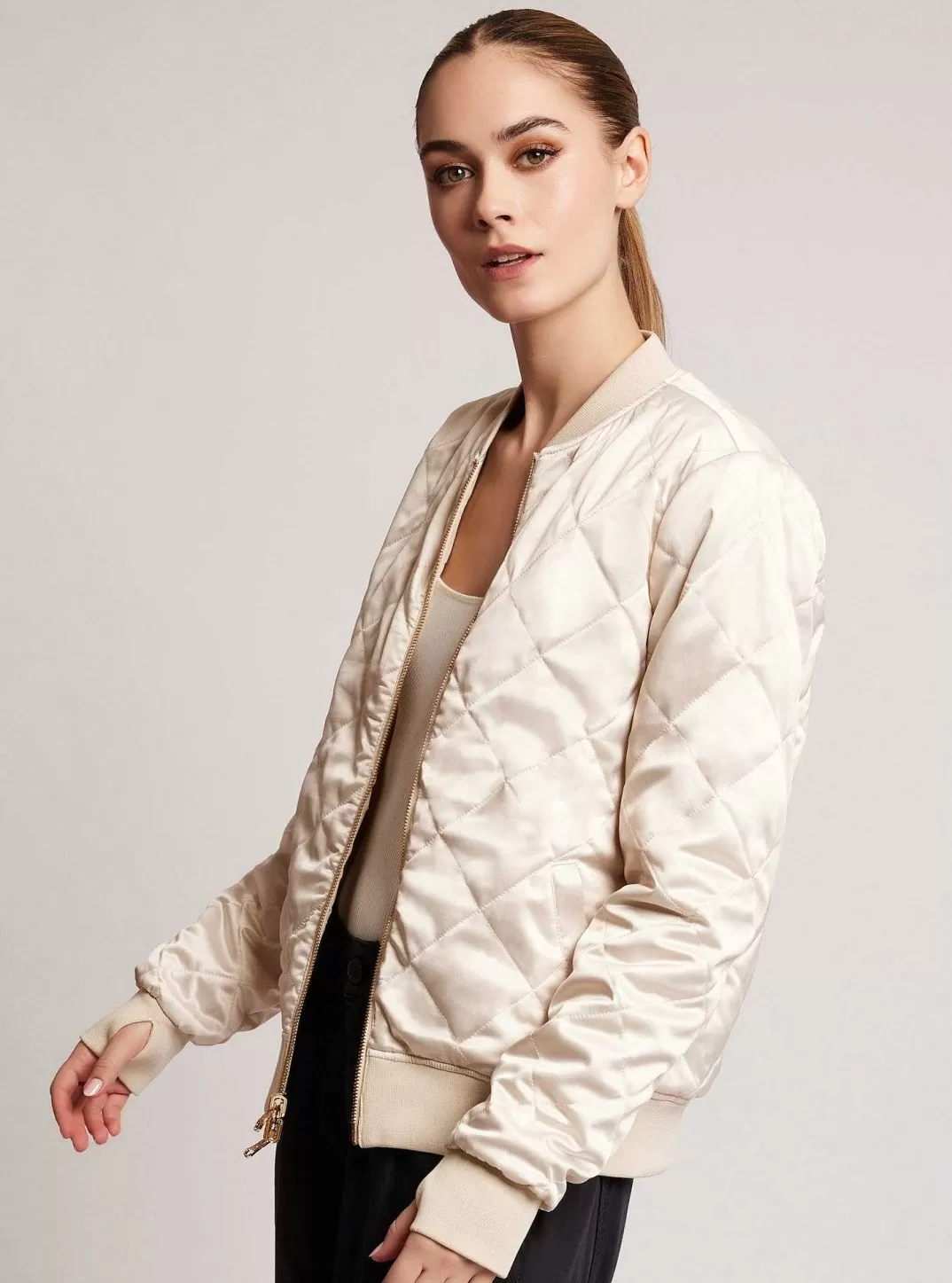 Blanc Noir Bomber Camouflage Reversible Avec Bordures Dorees^Femmes Vestes Et Anoraks