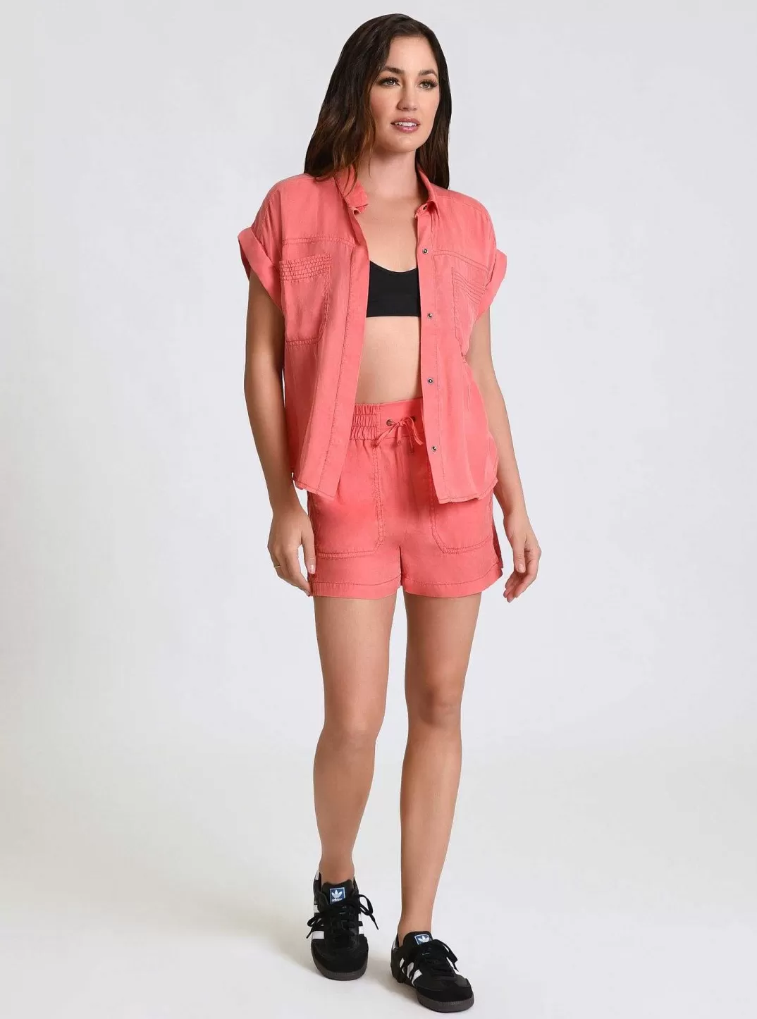 Blanc Noir Chemise De Camp Phoenix Tencel^Femmes Hauts
