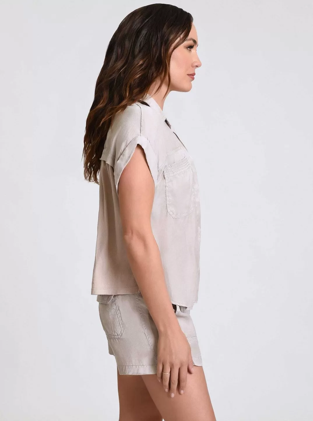 Blanc Noir Chemise De Camp Phoenix Tencel^Femmes Hauts