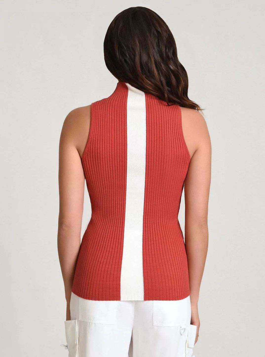 Blanc Noir Debardeur Charlotte A Col Montant^Femmes Hauts