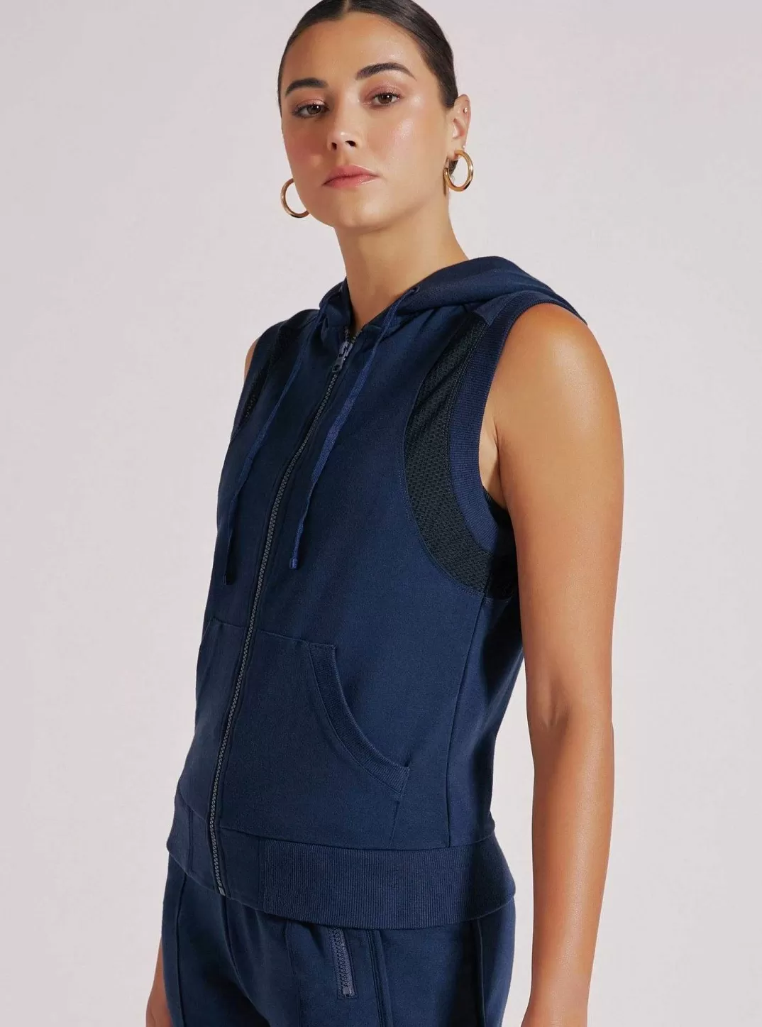 Blanc Noir Gilet Zippe Tempete^Femmes Hauts