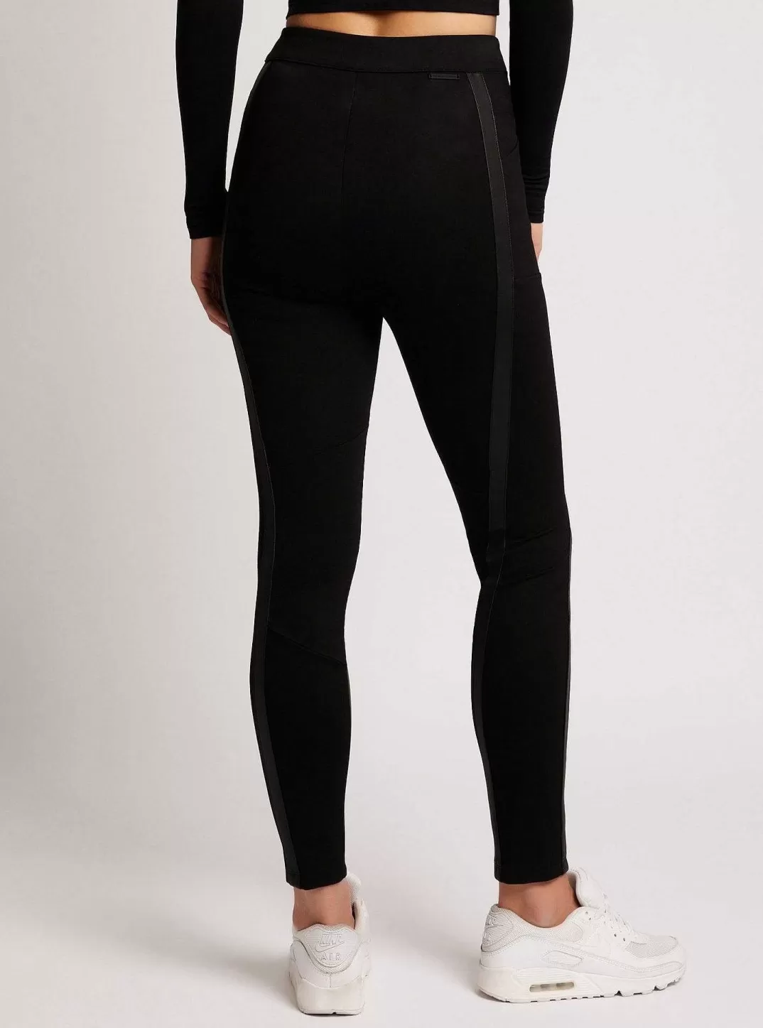 Blanc Noir Legging En Cuir Ponte^Femmes Bas