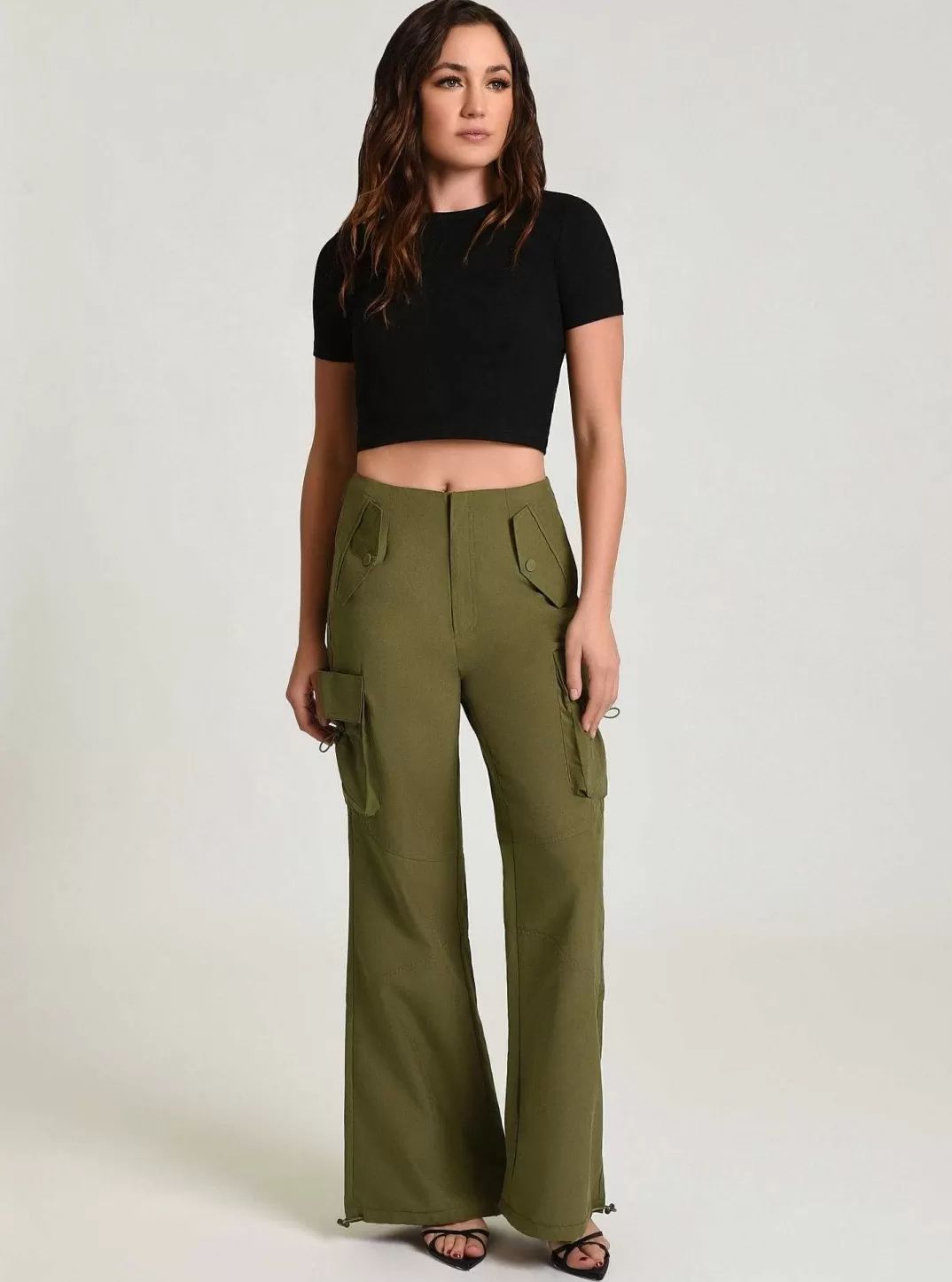 Blanc Noir Pantalon Cargo Lucinda^Femmes Bas