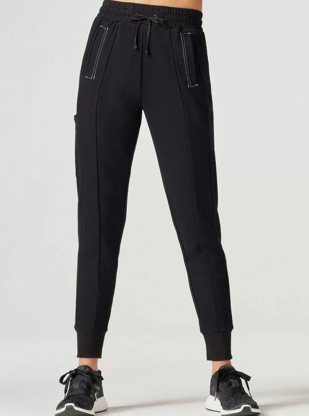 Blanc Noir Pantalon De Jogging A Coutures Contrastees Yolo^Femmes Bas
