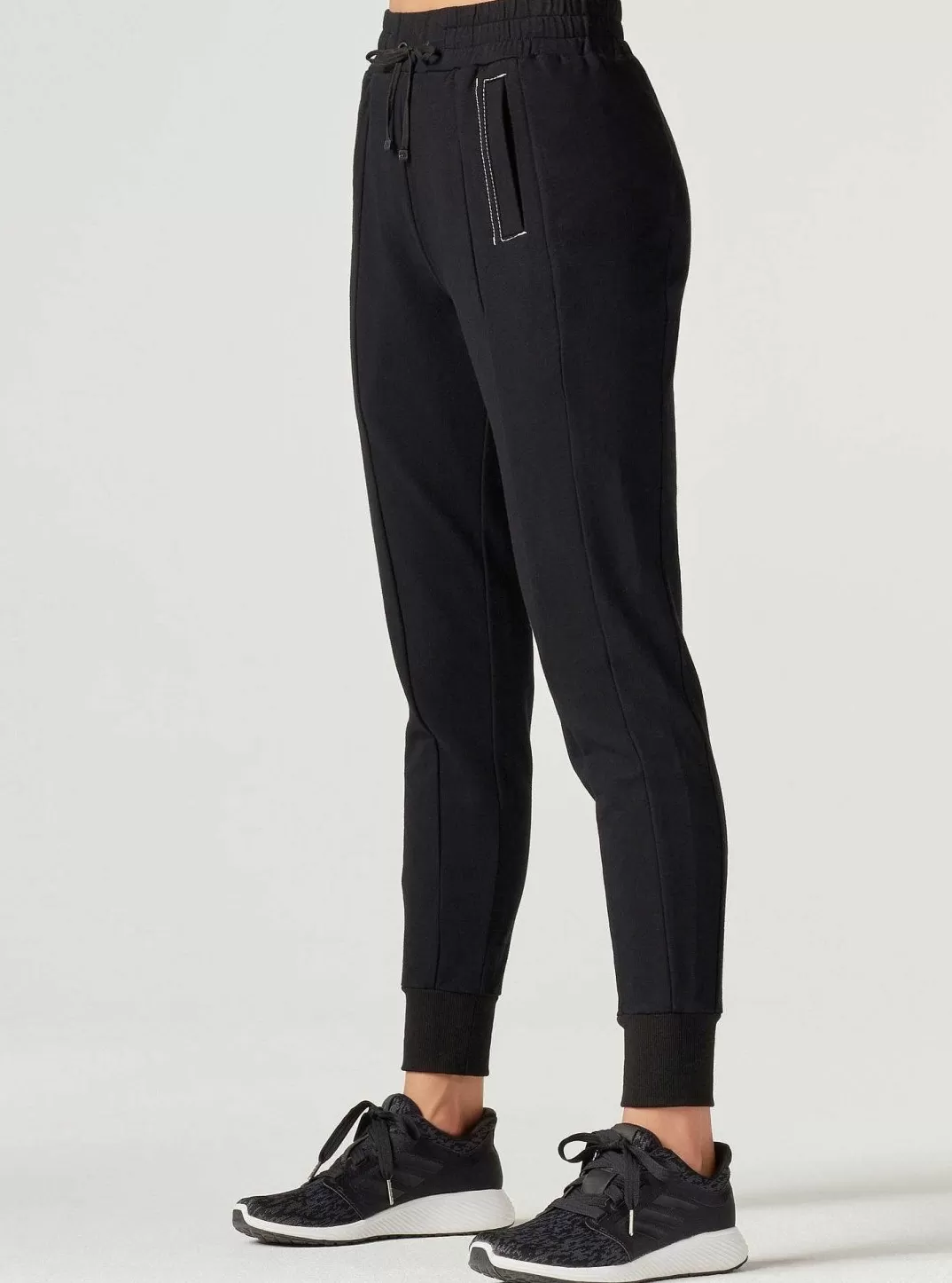 Blanc Noir Pantalon De Jogging A Coutures Contrastees Yolo^Femmes Bas