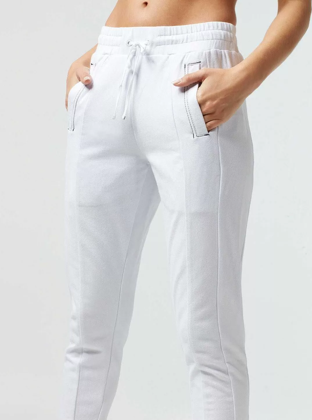 Blanc Noir Pantalon De Jogging A Coutures Contrastees Yolo^Femmes Bas