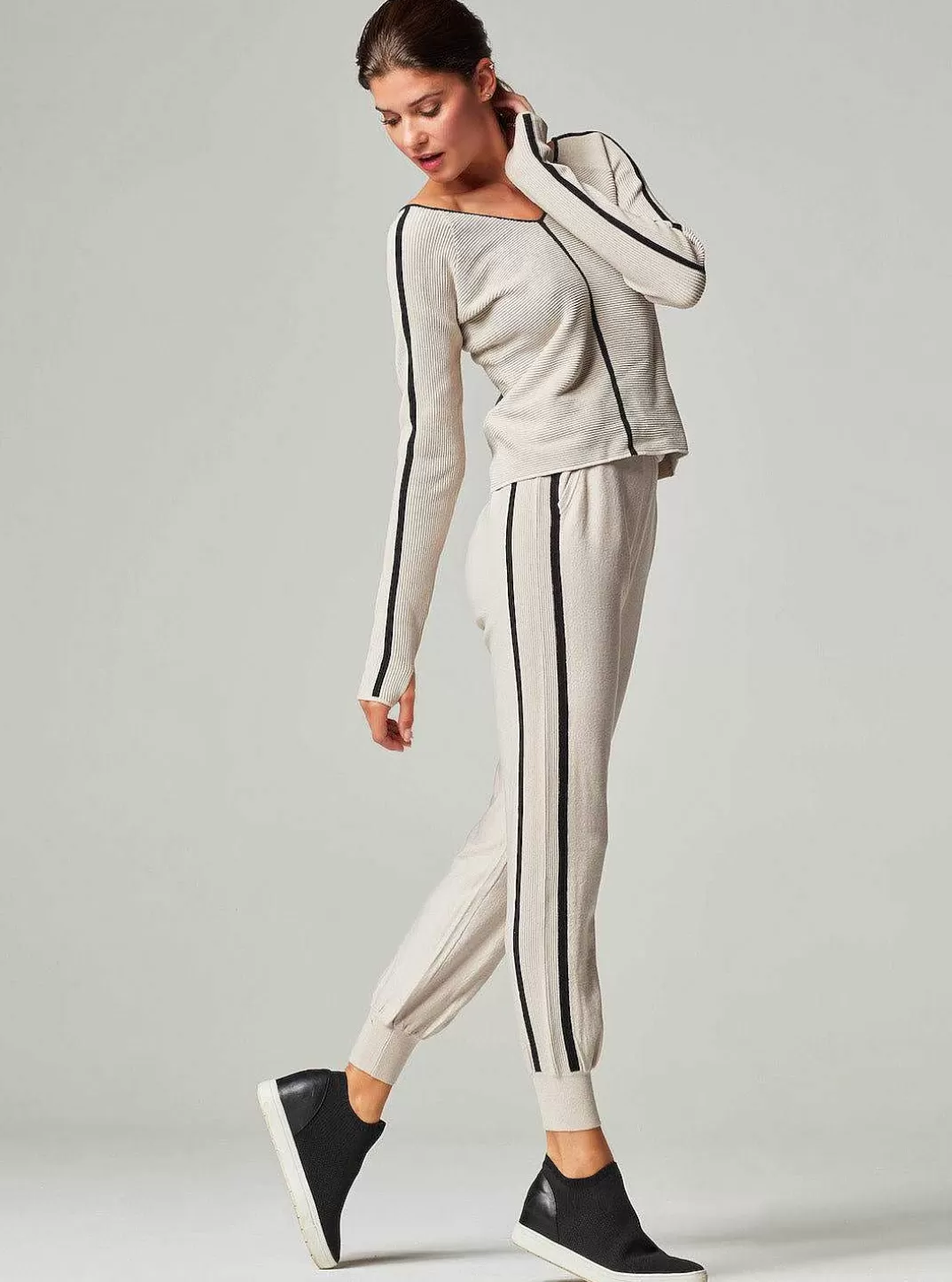 Blanc Noir Pantalon De Jogging Portola^Femmes Bas