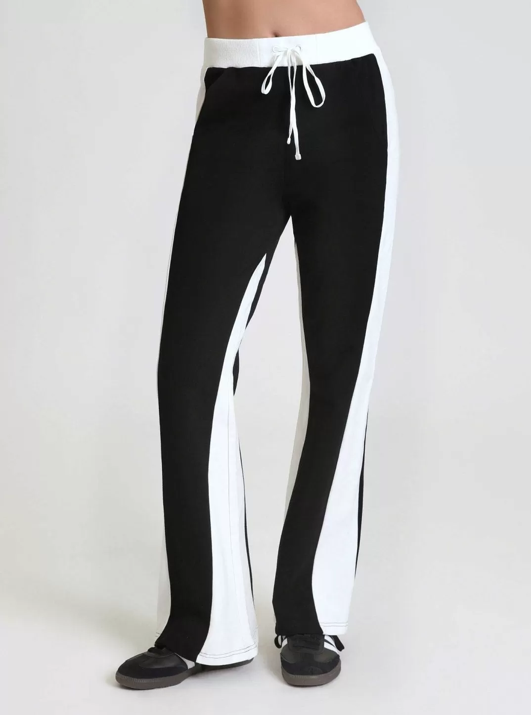 Blanc Noir Pantalon Large A Blocs De Couleurs^Femmes Bas