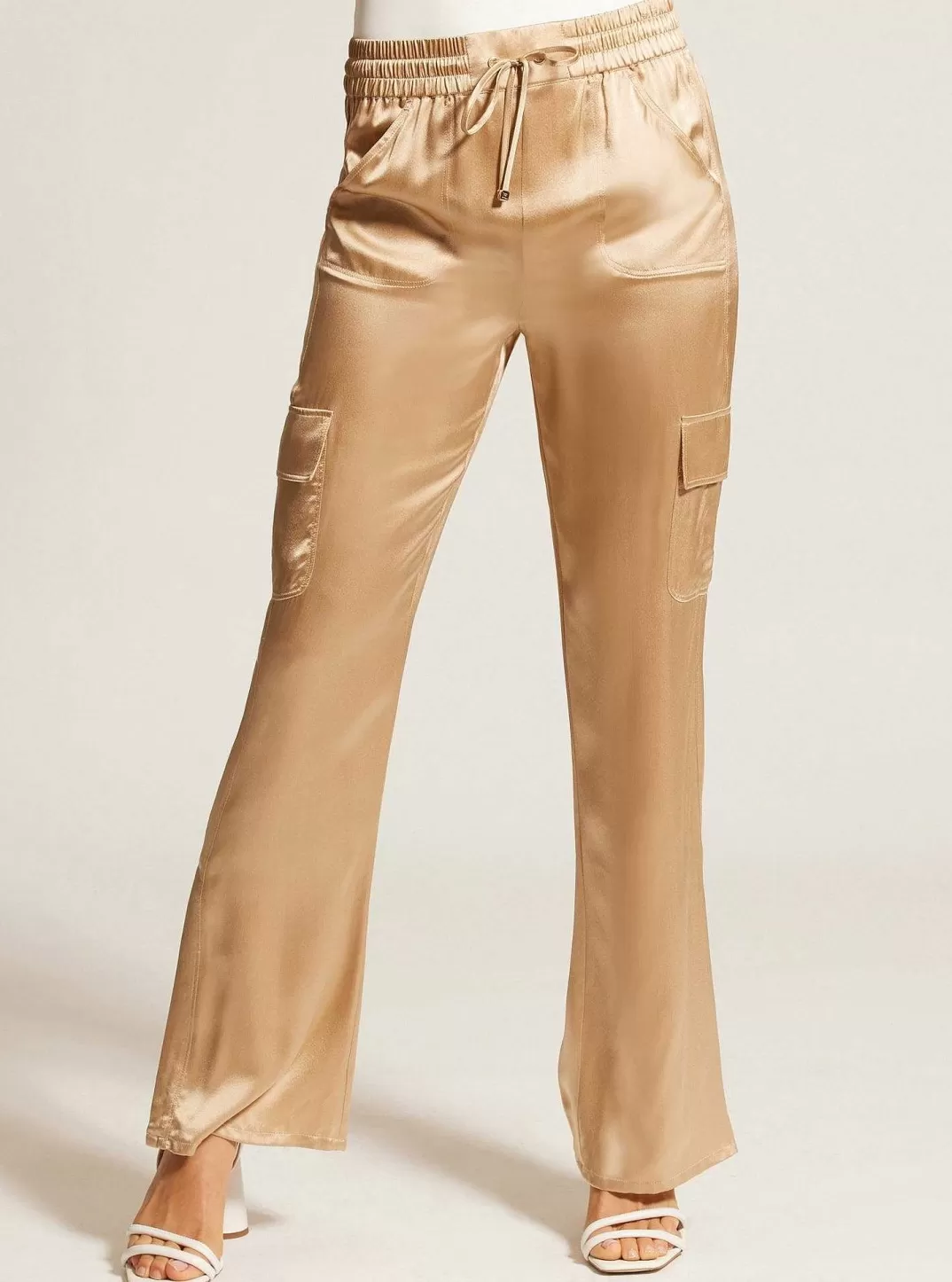 Blanc Noir Pantalon Large En Soie, Bordures Dorees^Femmes Bas