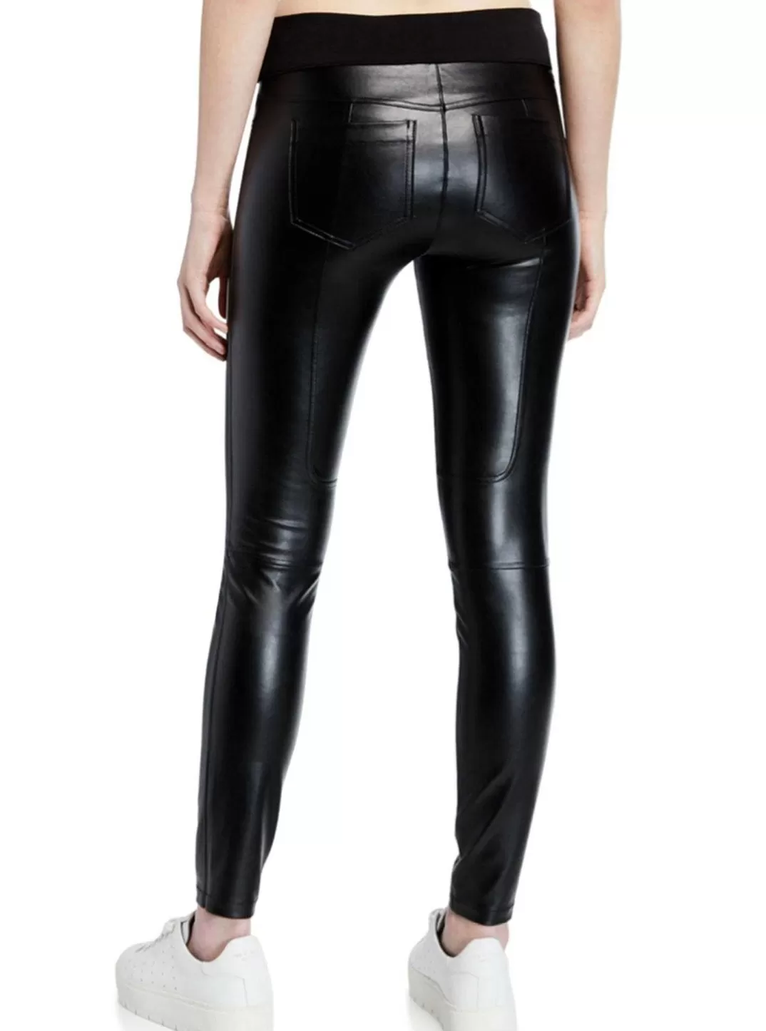 Blanc Noir Pantalon London En Similicuir^Femmes Bas