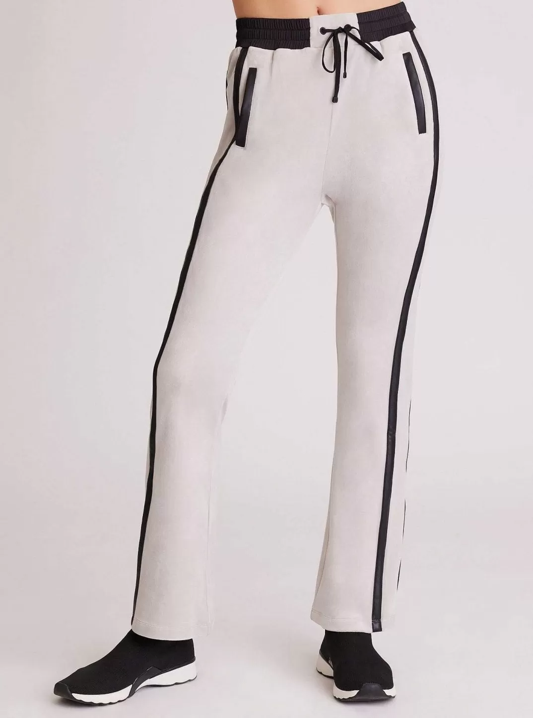Blanc Noir Pantalon Sportif En Velours^Femmes Bas