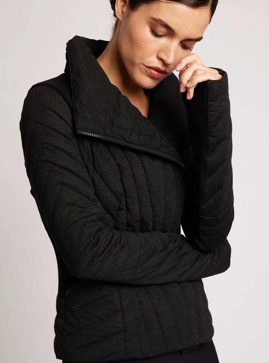 Blanc Noir Puffer A Panneau De Mouvement A Membrane^Femmes Doudounes Et Manteaux