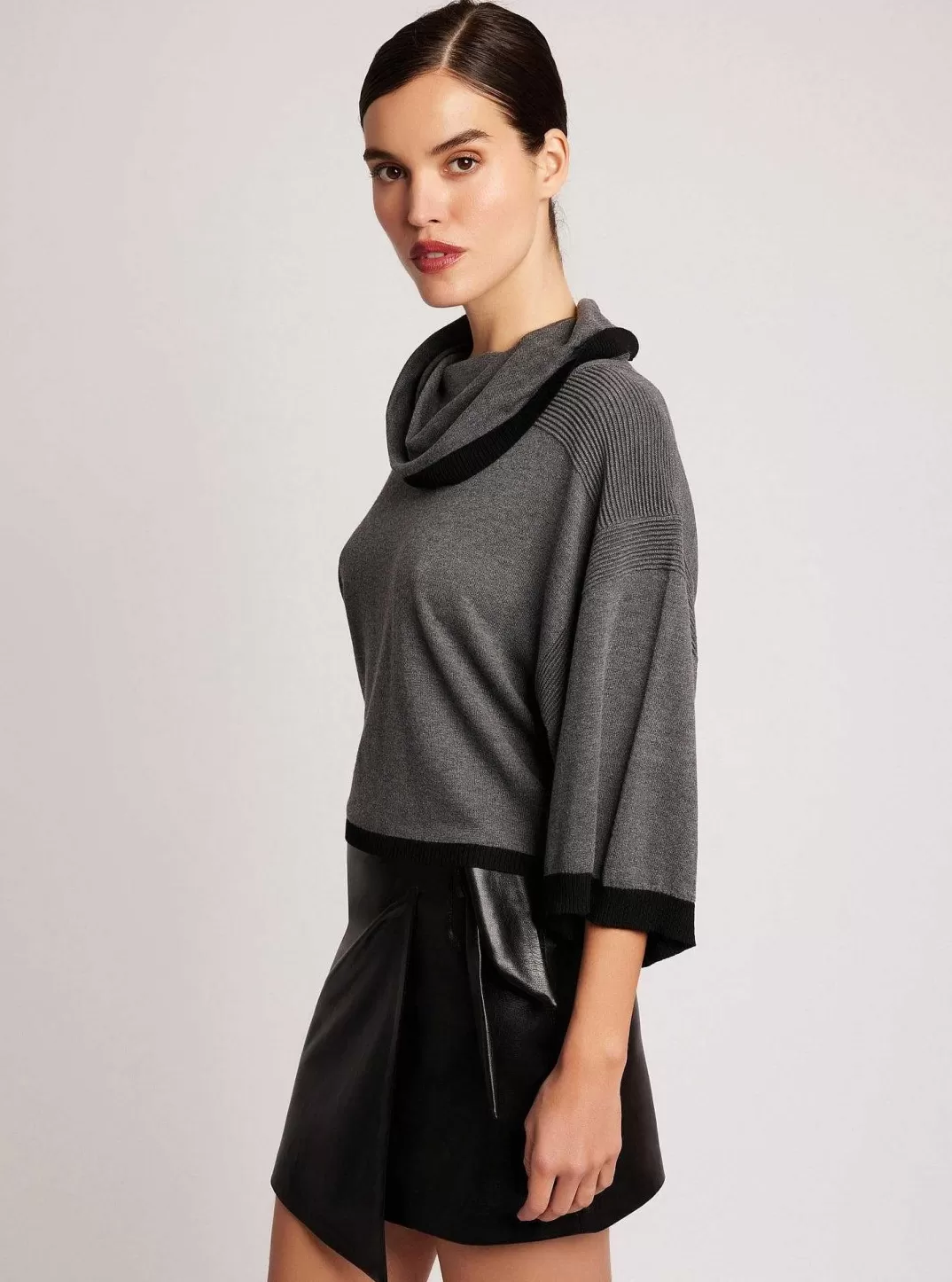 Blanc Noir Pull Chine A Col Benitier Portola^Femmes Hauts
