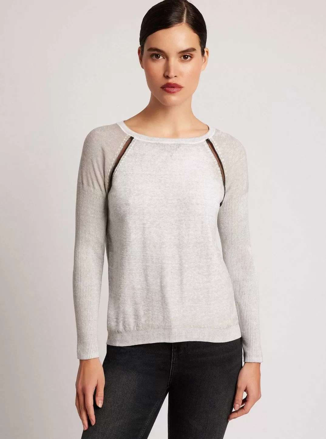 Blanc Noir Pull Petit Ami En Maille Huntress^Femmes Hauts