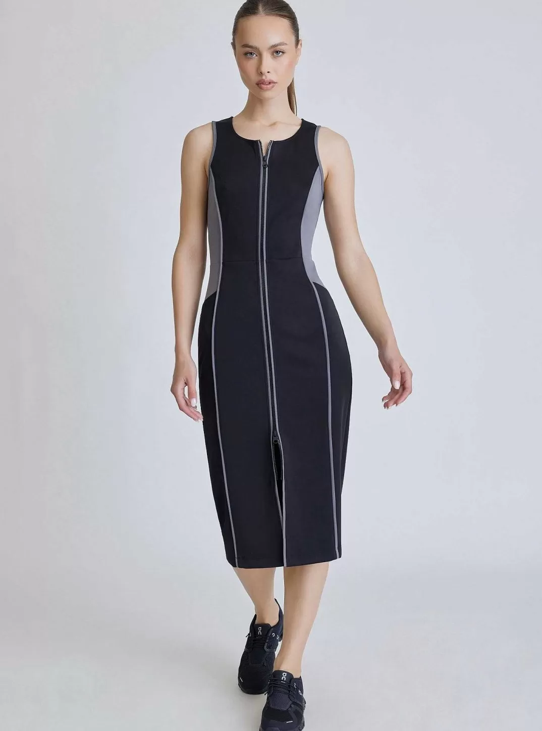 Blanc Noir Robe Dos En Dentelle - Colorblock Noir^Femmes Robes Et Combinaisons
