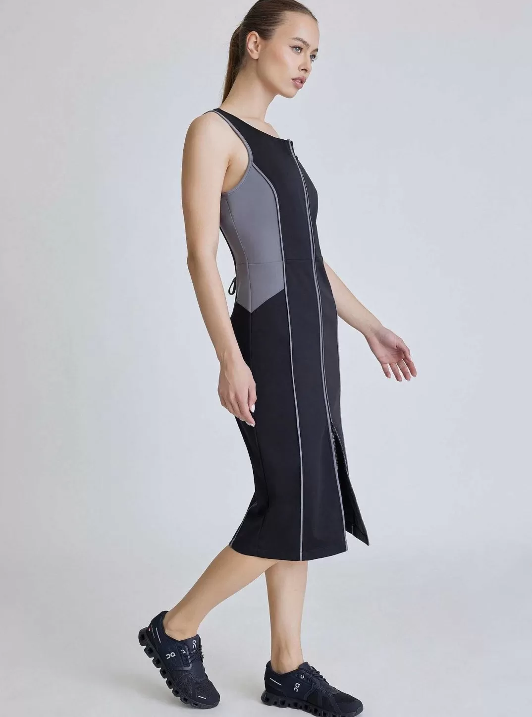 Blanc Noir Robe Dos En Dentelle - Colorblock Noir^Femmes Robes Et Combinaisons