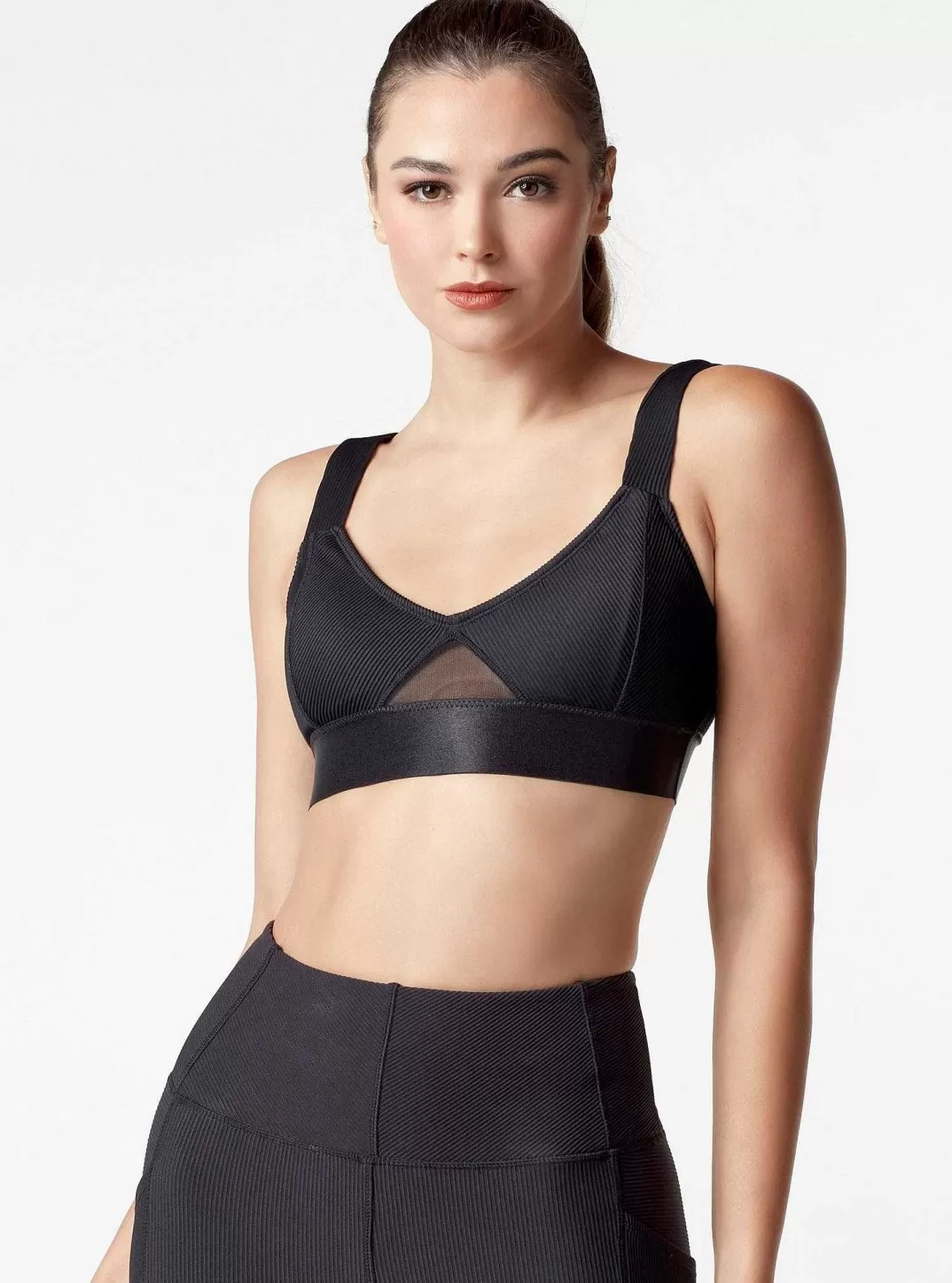 Blanc Noir Soutien-Gorge Cotele Directionnel^Femmes Vêtements De Sport