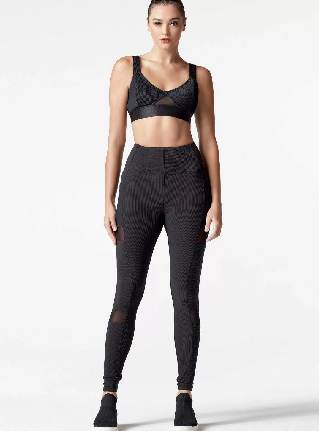 Blanc Noir Soutien-Gorge Cotele Directionnel^Femmes Vêtements De Sport