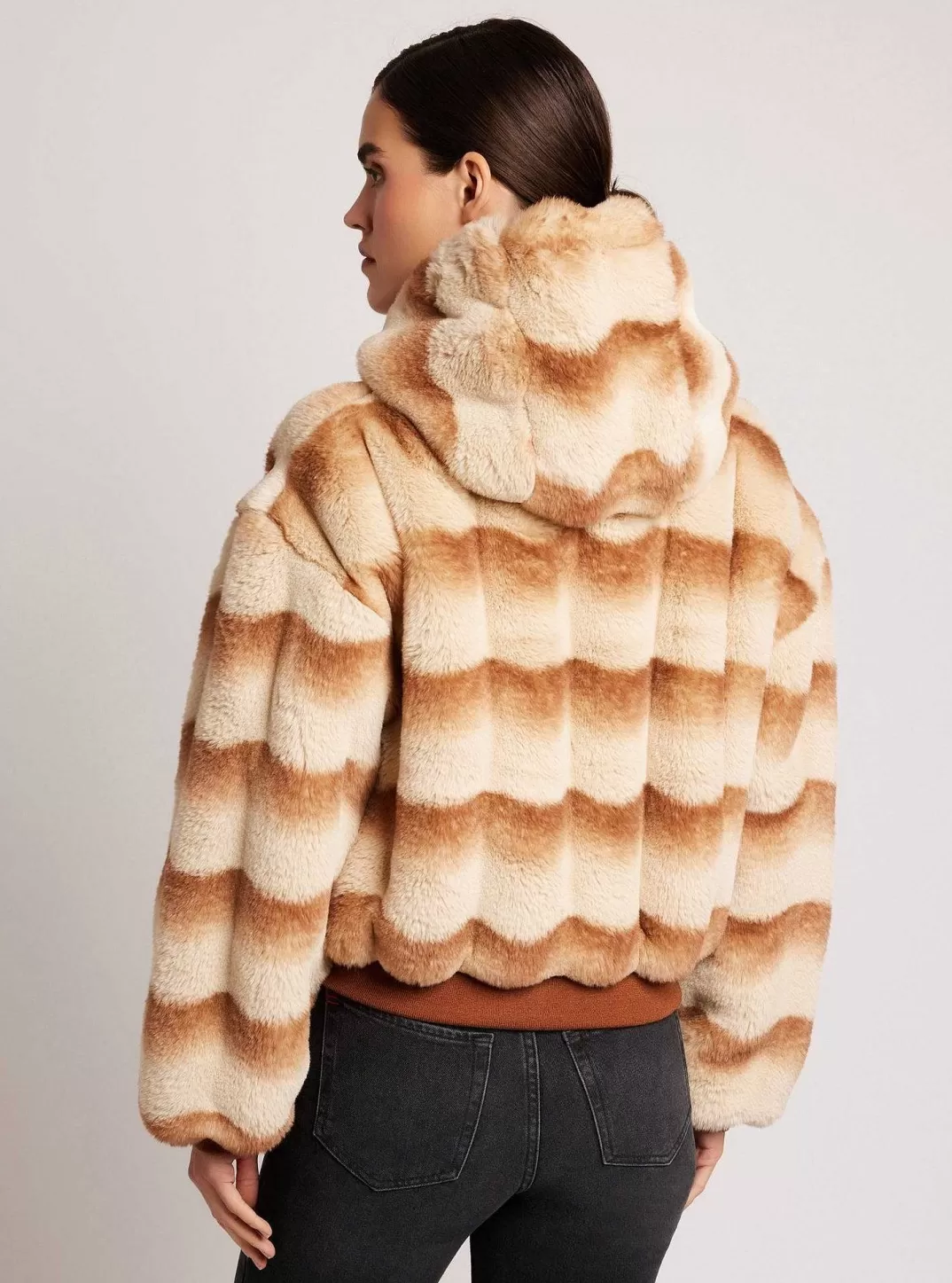 Blanc Noir Sweat A Capuche Reversible En Fausse Fourrure Amber^Femmes Doudounes Et Manteaux