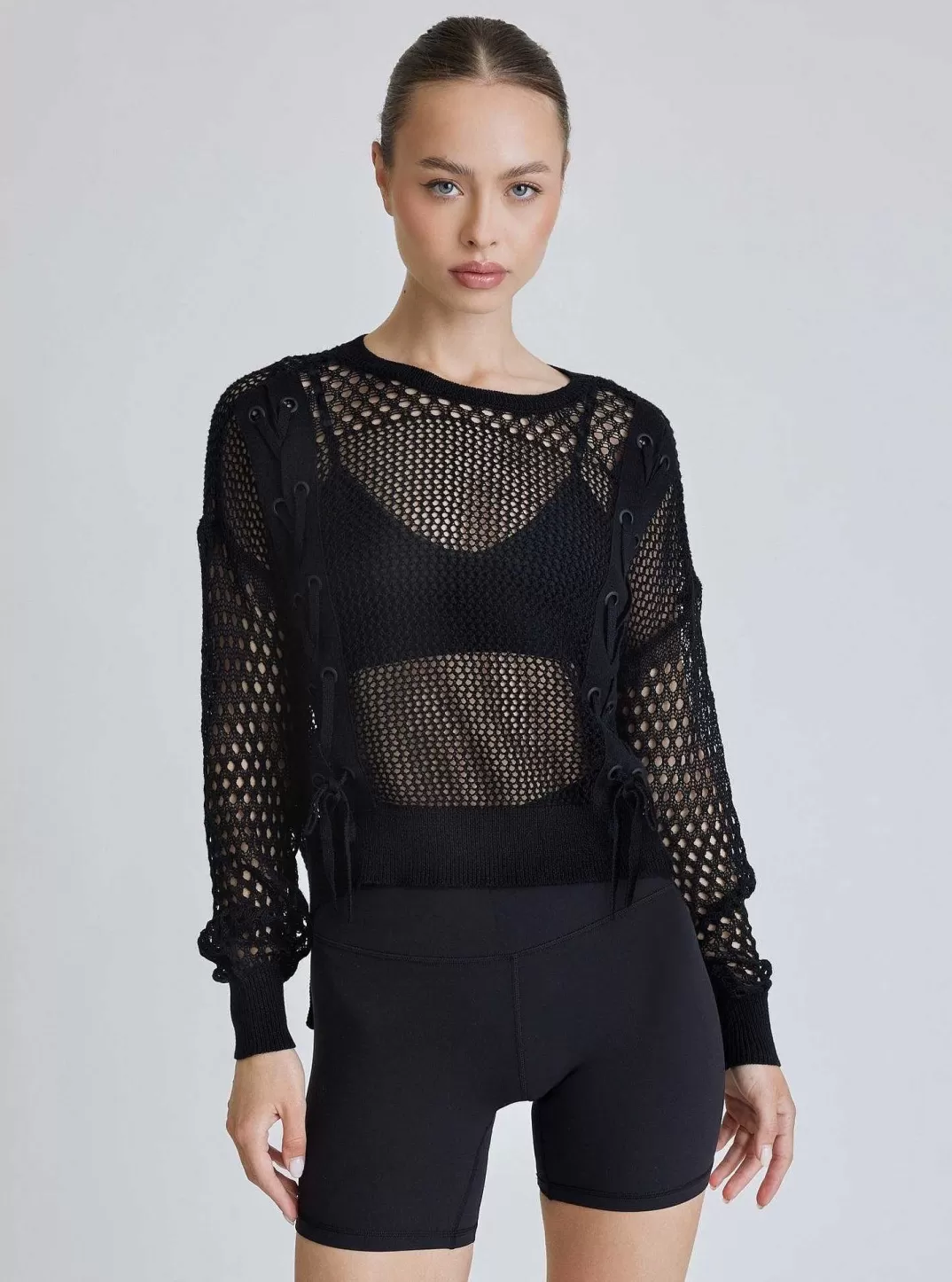Blanc Noir Sweat-Shirt A Lacets^Femmes Hauts