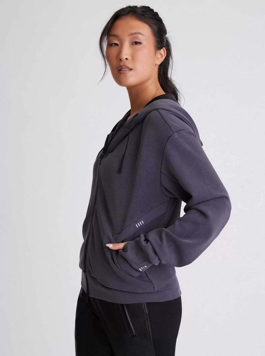 Blanc Noir Travel Twin : Sweat A Capuche Reflechissant Brooke^Femmes Hauts