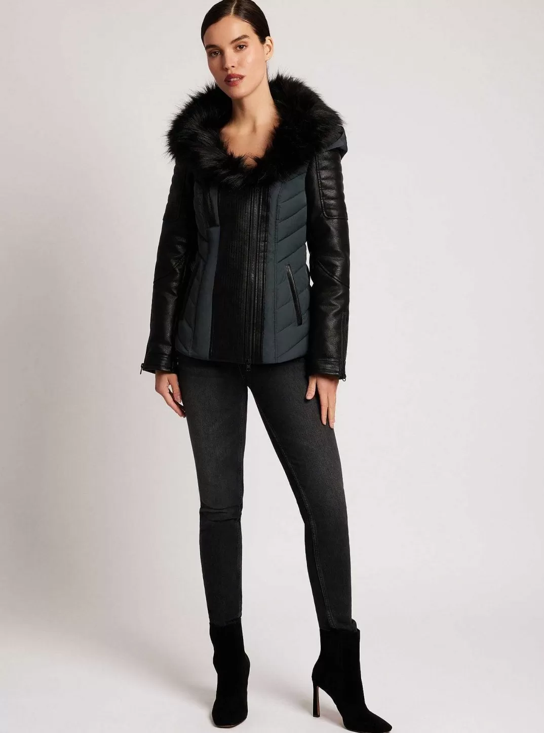 Blanc Noir Veste A Capuche Sophia^Femmes Doudounes Et Manteaux