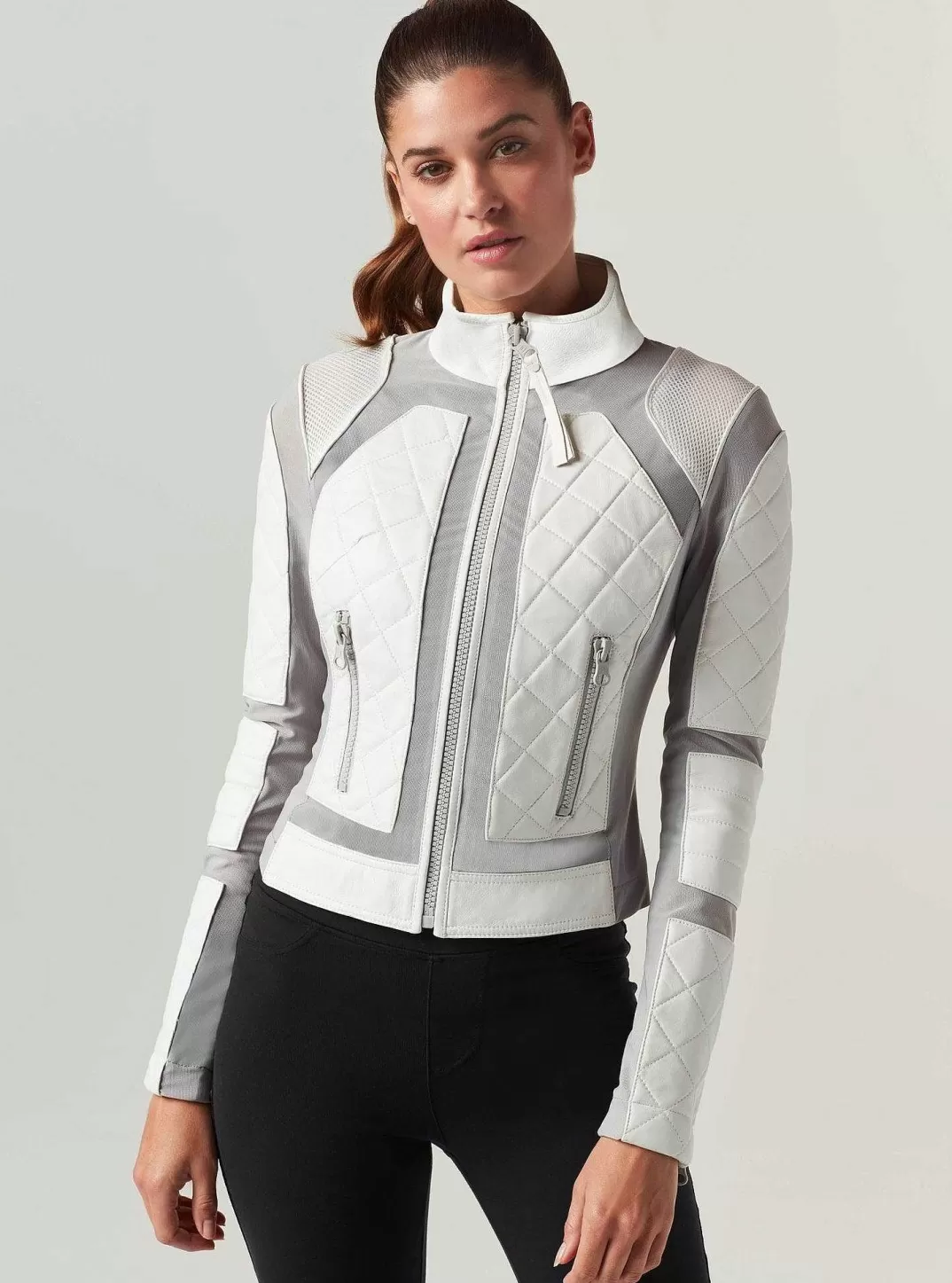 Blanc Noir Veste De Moto^Femmes Motos