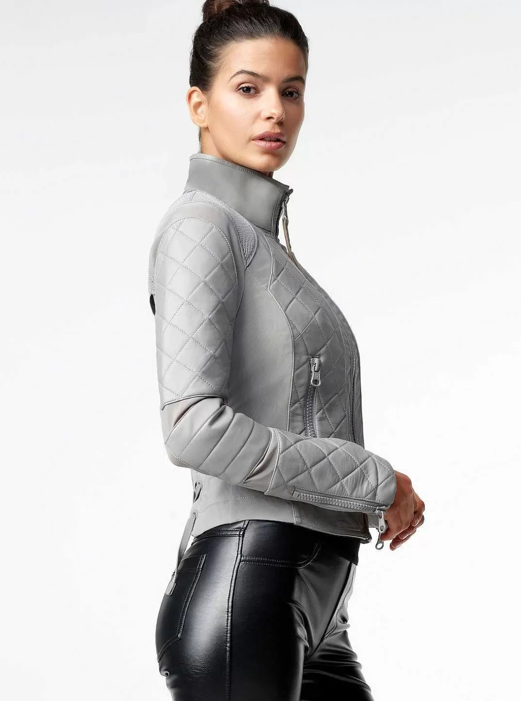 Blanc Noir Veste De Moto^Femmes Motos