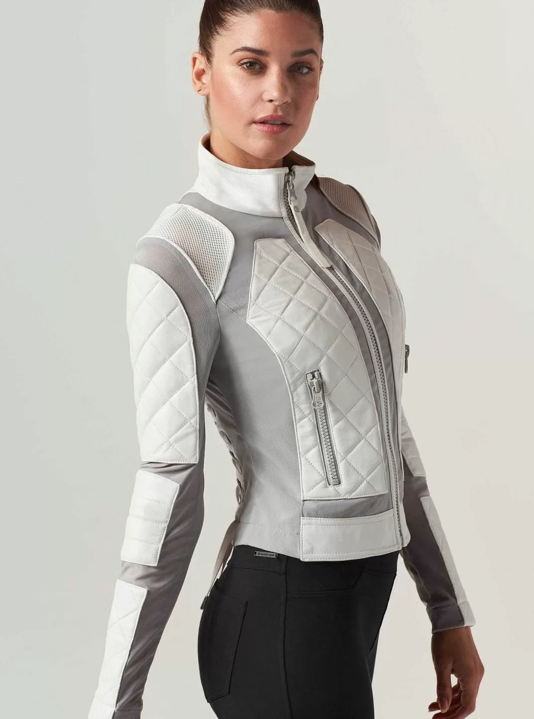Blanc Noir Veste De Moto^Femmes Motos