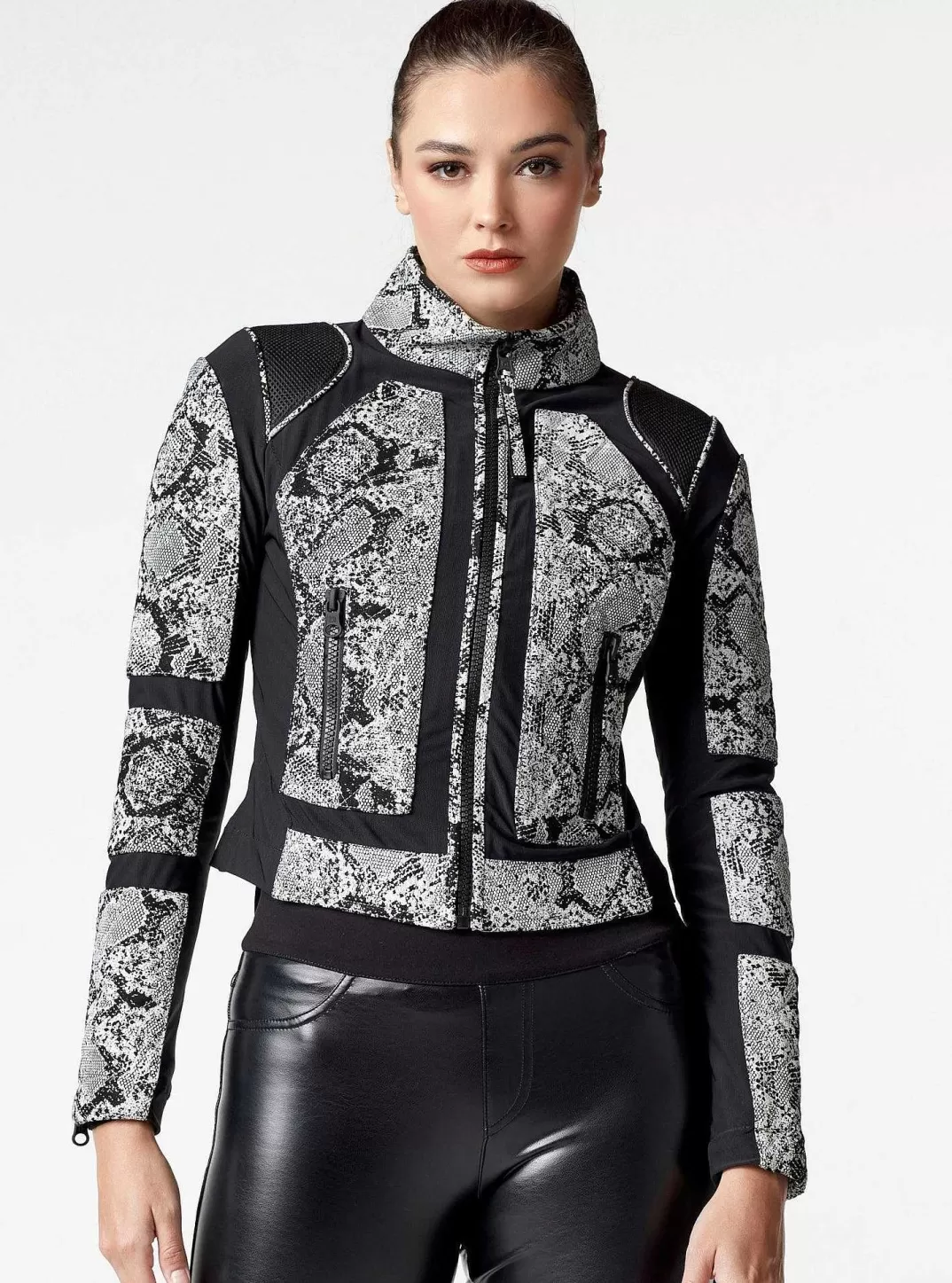 Blanc Noir Veste De Moto Serpent^Femmes Motos