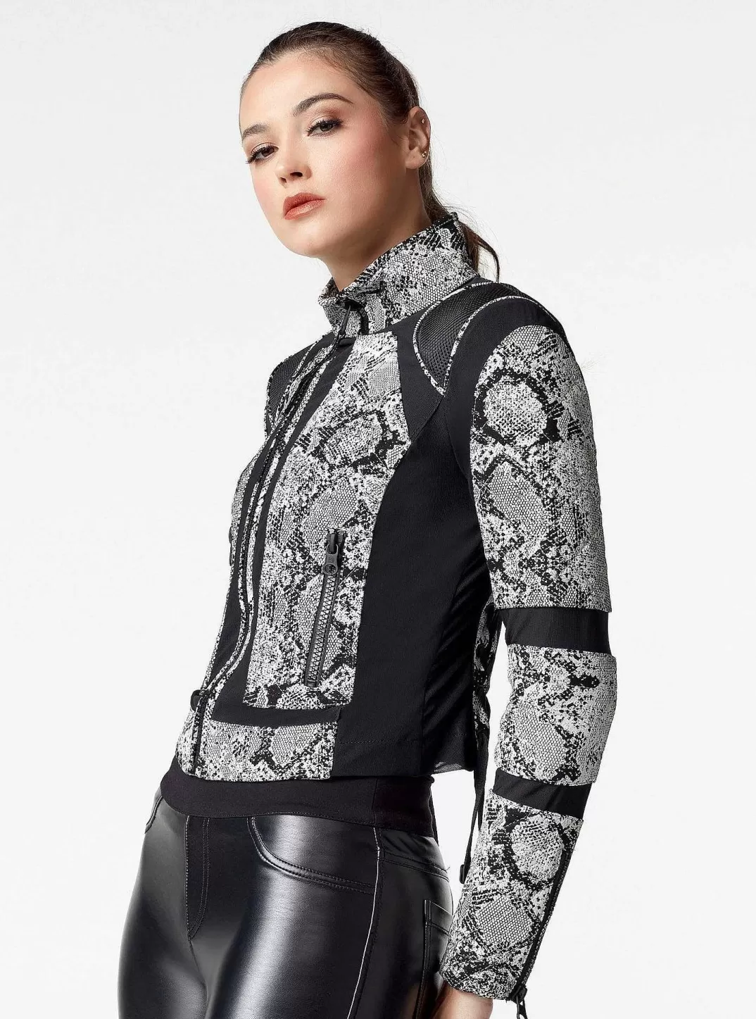 Blanc Noir Veste De Moto Serpent^Femmes Motos