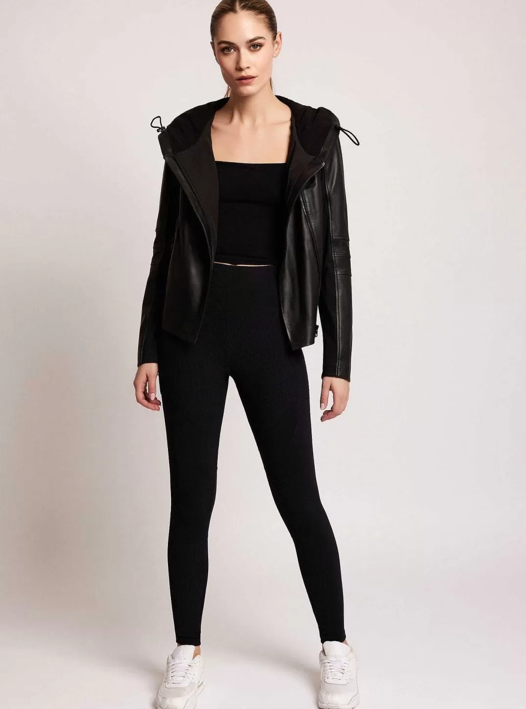 Blanc Noir Veste Trop Timide^Femmes Motos